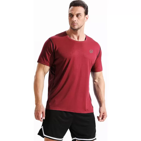 imageNELEUS Mens Dry Fit Athletic Running ShirtZ027 BlackGreyRed 3 Pack