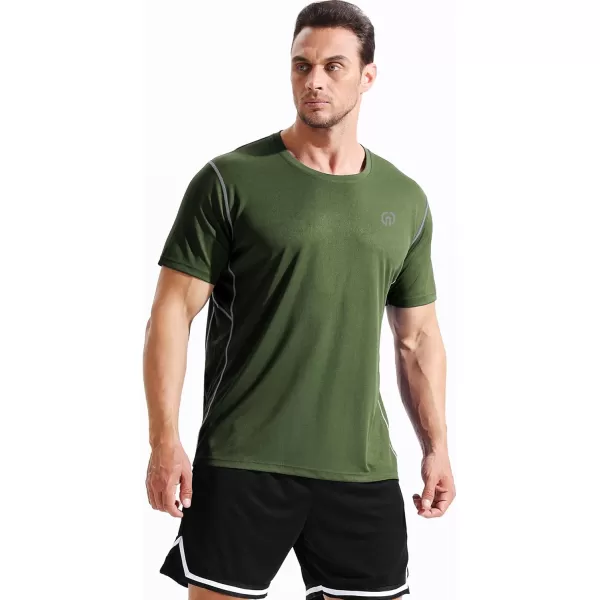 imageNELEUS Mens Dry Fit Athletic Running ShirtZ027 BlackOlive GreenBlue 3 Pack