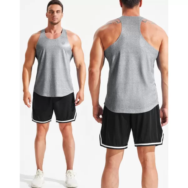 imageNELEUS Mens Workout Running Tank Top Sleeveless Gym Athletic Shirts5081 Dark GreyLight GreyNavy Blue 3 Pack