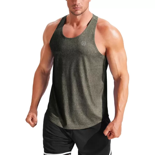 imageNELEUS Mens Workout Running Tank Top Sleeveless Gym Athletic Shirts5081 Dark GreyLight GreyOlive Green 3 Pack