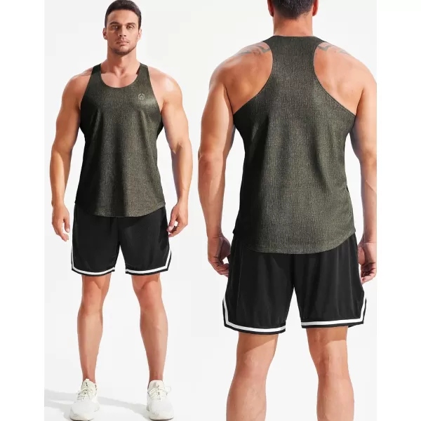 imageNELEUS Mens Workout Running Tank Top Sleeveless Gym Athletic Shirts5081 Dark GreyLight GreyOlive Green 3 Pack