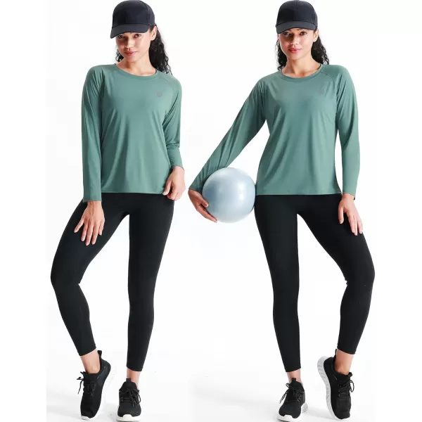 imageNELEUS Womens Athletic Workout Shirts Long Sleeve Running Yoga Tops8024 BlackGrayish BlueBlackish Green 3 Pack