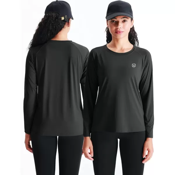 imageNELEUS Womens Athletic Workout Shirts Long Sleeve Running Yoga Tops8024 BlackGrayish BlueBlackish Green 3 Pack