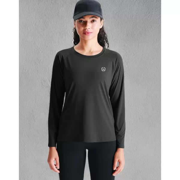 imageNELEUS Womens Athletic Workout Shirts Long Sleeve Running Yoga Tops8024 BlackGrayish BlueBlackish Green 3 Pack