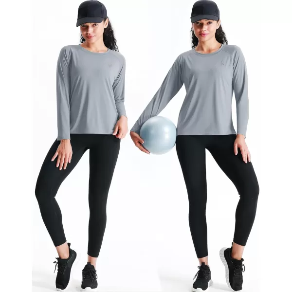 imageNELEUS Womens Athletic Workout Shirts Long Sleeve Running Yoga Tops8024 BlackGrayish BlueBlackish Green 3 Pack