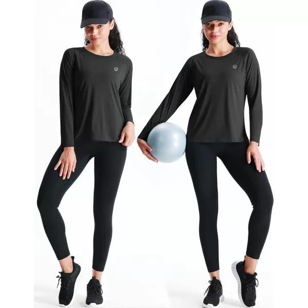 imageNELEUS Womens Athletic Workout Shirts Long Sleeve Running Yoga Tops8024 BlackGreyBlackish Green 3 Pack