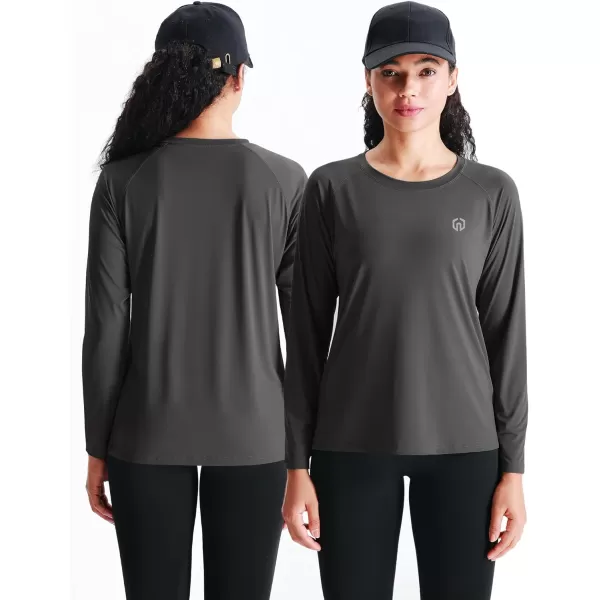 imageNELEUS Womens Athletic Workout Shirts Long Sleeve Running Yoga Tops8024 BlackGreyBlackish Green 3 Pack