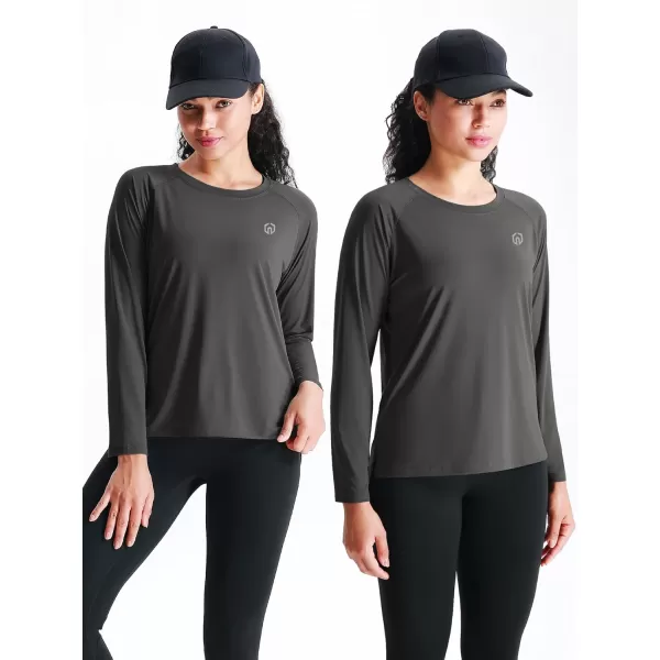 imageNELEUS Womens Athletic Workout Shirts Long Sleeve Running Yoga Tops8024 BlackGreyBlackish Green 3 Pack