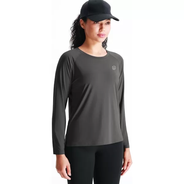 imageNELEUS Womens Athletic Workout Shirts Long Sleeve Running Yoga Tops8024 BlackGreyGrayish Blue 3 Pack