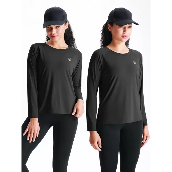 imageNELEUS Womens Athletic Workout Shirts Long Sleeve Running Yoga Tops8024 BlackGreyWhite 3 Pack