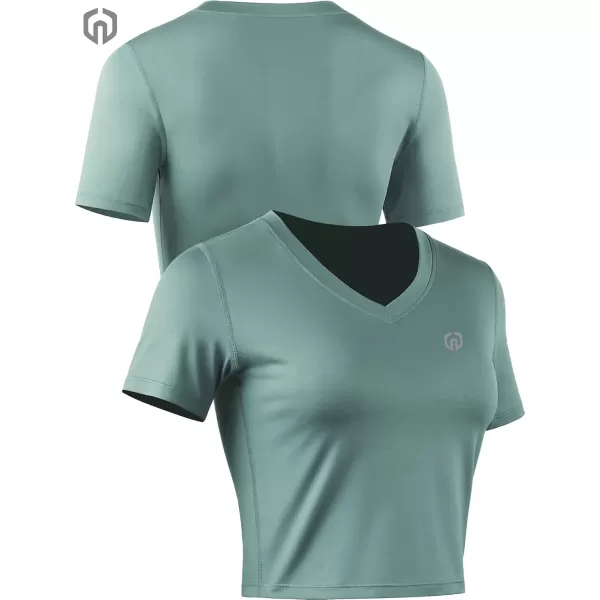 imageWomens 3 Pack Running Shirt Workout Athletic Crop ShirtsVneck BlackGreyBlackish Green  3 Pack