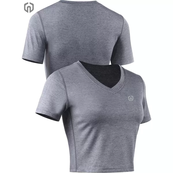 imageWomens 3 Pack Running Shirt Workout Athletic Crop ShirtsVneck BlackGreyBlackish Green  3 Pack