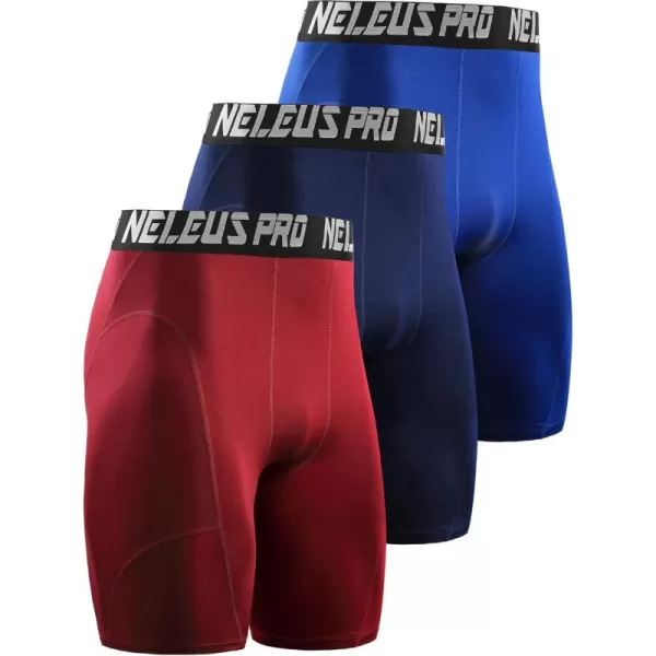 imageNELEUS 3 or 6 Pack Compression Shorts for Men Spandex Sport Shorts Running Athletic Workout Performance Baselayer Underwear6065 BlueNavyRed 3 Pack