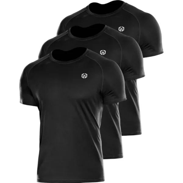 imageNELEUS Mens Dry Fit Athletic Running Shirt5012 BlackBlackBlack