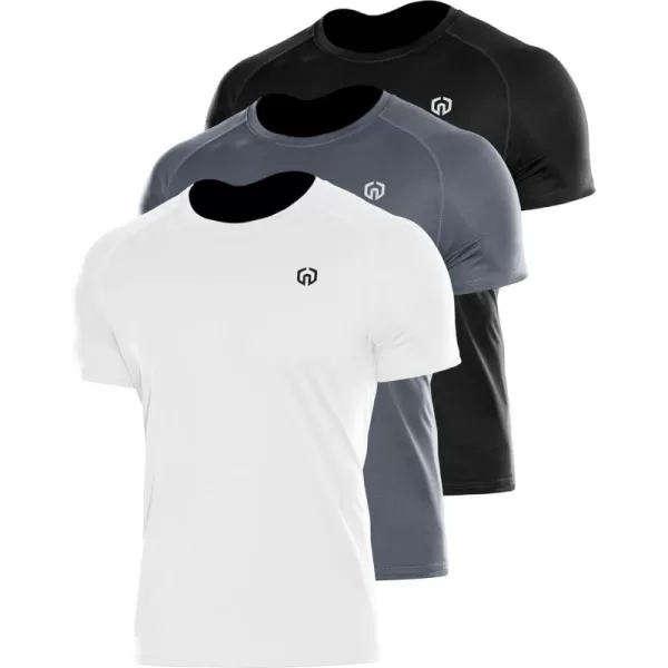 imageNELEUS Mens Dry Fit Athletic Running Shirt5012 BlackGreyWhite