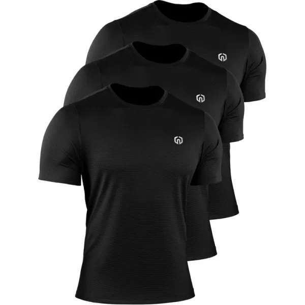 imageNELEUS Mens Dry Fit Athletic Running Shirt508 BlackBlackBlack 3 Pack