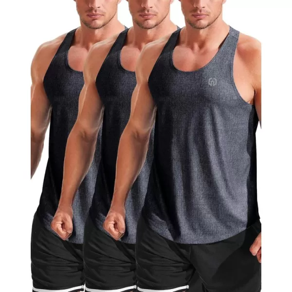 imageNELEUS Mens Workout Running Tank Top Sleeveless Gym Athletic Shirts5081 Dark Grey  3 Pack