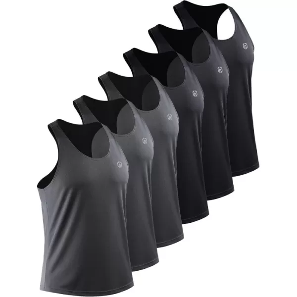 imageNELEUS Mens Workout Running Tank Top Sleeveless Gym Athletic Shirts6 PackBlack3pcs grey3pcs