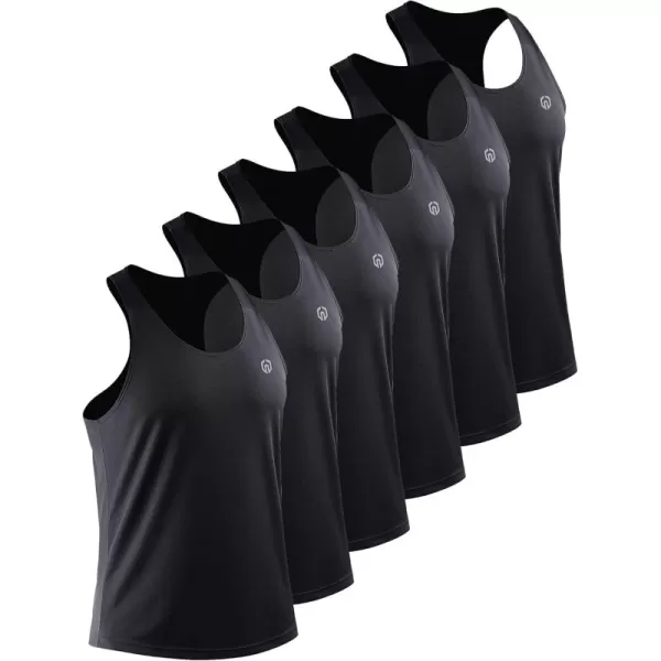 imageNELEUS Mens Workout Running Tank Top Sleeveless Gym Athletic Shirts6 PackBlack6pcs