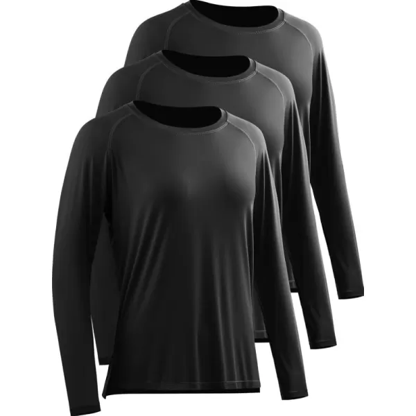 imageNELEUS Womens Athletic Workout Shirts Long Sleeve Running Yoga Tops8024 BlackBlackBlack 3 Pack