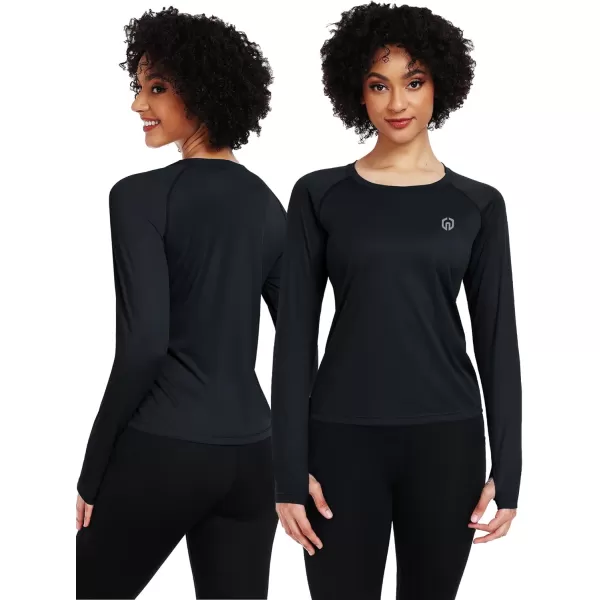 imageNELEUS Womens Athletic Workout Shirts Long Sleeve Running Yoga Tops8502 BlackBlackBlack 3 Pack