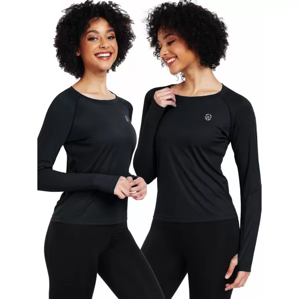 imageNELEUS Womens Athletic Workout Shirts Long Sleeve Running Yoga Tops8502 BlackBlackBlack 3 Pack