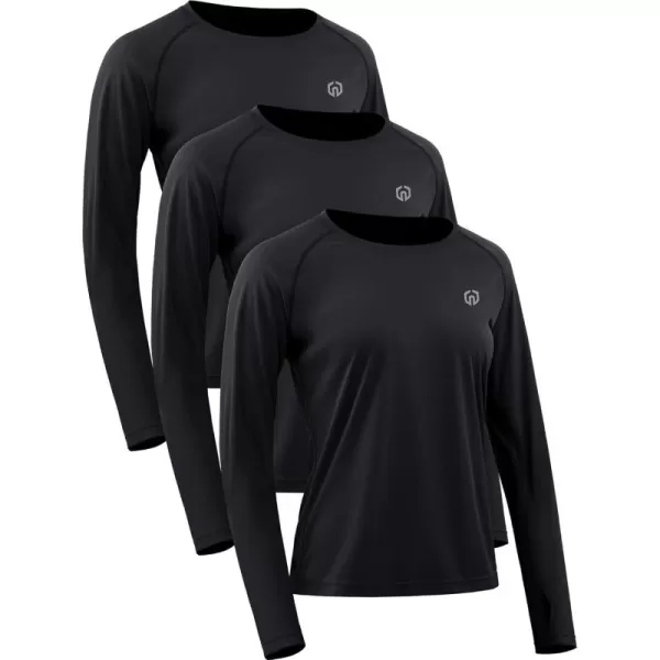 imageNELEUS Womens Athletic Workout Shirts Long Sleeve Running Yoga Tops8502 BlackBlackBlack 3 Pack