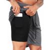 imageNELEUS 2 in 1 Athletic Shorts for Men with Pockets 9quot Dry Fit Workout Shorts with Liner6150 Black  Grey  Navy  Red 4 Pack