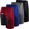 imageNELEUS 2 in 1 Athletic Shorts for Men with Pockets 9quot Dry Fit Workout Shorts with Liner6150 Black  Grey  Blue  Red 4 Pack