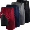 imageNELEUS 2 in 1 Athletic Shorts for Men with Pockets 9quot Dry Fit Workout Shorts with Liner6150 Black  Grey  Navy  Red 4 Pack