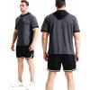 imageNELEUS Mens Running Shirt Workout Athletic Shirts with Hoodie Pack of 35112BlackGreyBlueLarge Black Grey Blue Pack DT5112BDHLXL 3 0