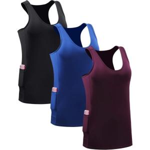 imageNELEUS Womens Racerback Yoga Workout Tank Top06 BlackBlueRed 3 Pack