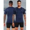 imageNELEUS Mens 3 Pack Athletic Compression Base Layer Workout Shirt173 Black grey navy Blue white 4 Pack