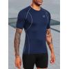 imageNELEUS Mens 3 Pack Athletic Compression Base Layer Workout Shirt173 Black grey navy Blue white 4 Pack