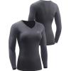 imageNELEUS Womens 3 Pack Compression Shirts Long Sleeve Yoga Athletic Running T ShirtVneck BlackGreyRed 3 Pack