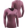 imageNELEUS Womens 3 Pack Compression Shirts Long Sleeve Yoga Athletic Running T ShirtVneck BlackBlueRosy Brown 3 Pack