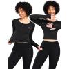 imageNELEUS Womens Running Workout Athletic Crop Shirts Pack of 3208 Black 2pcs  White 2pcs
