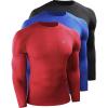imageNELEUS Mens 3 Pack Athletic Compression Shirt Running ShirtsZ029 BlackRedBlue