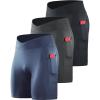 imageNELEUS Mens Compression Short with Pocket Dry Fit Yoga Running Shorts Pack of 36115 BlackGreyNavy Blue  3 Pack