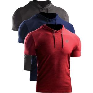 imageNELEUS Mens Dry Fit Performance Athletic Shirt with HoodsNavy