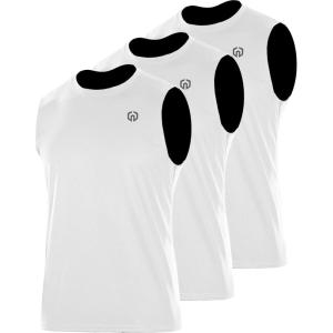 imageNELEUS Mens Dry Fit Workout Running Muscle Tank Top5015 WhiteWhiteWhite
