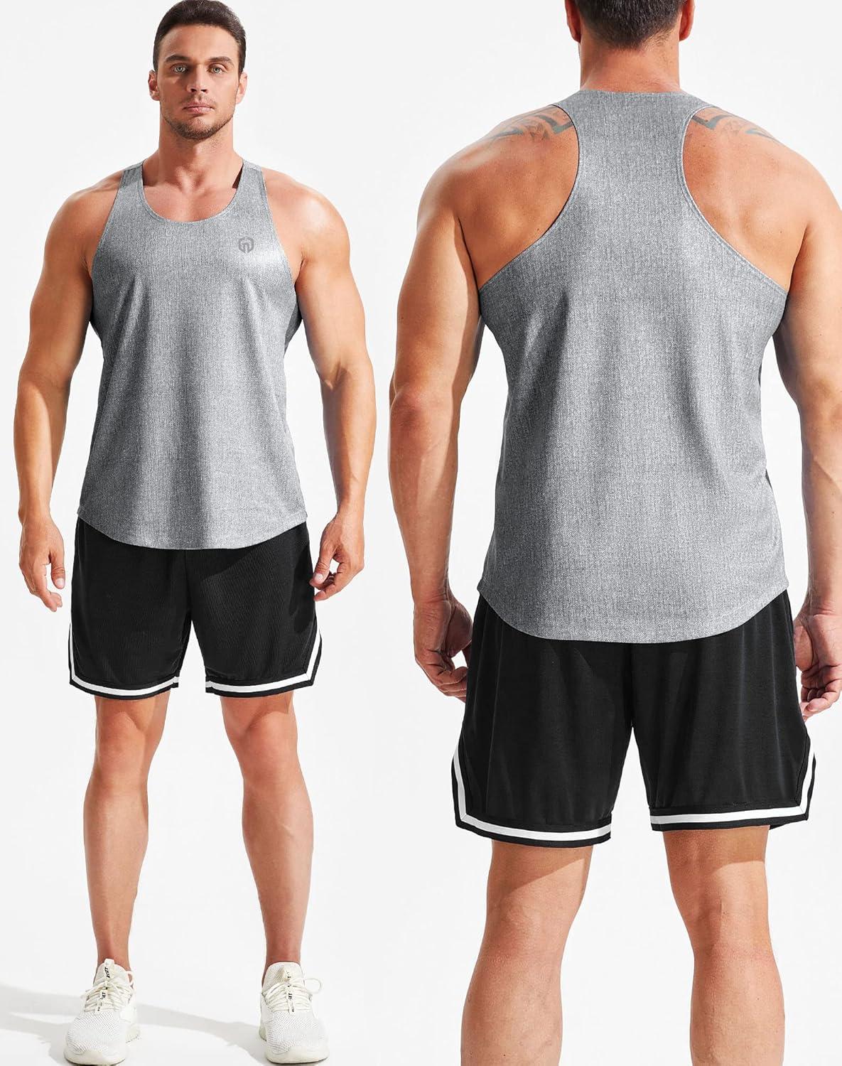 imageNELEUS Mens Gym Workout Running Tank Top Sleeveless Athletic Shirts81 Dark GreyLight GreyOlive Green 3 Pack