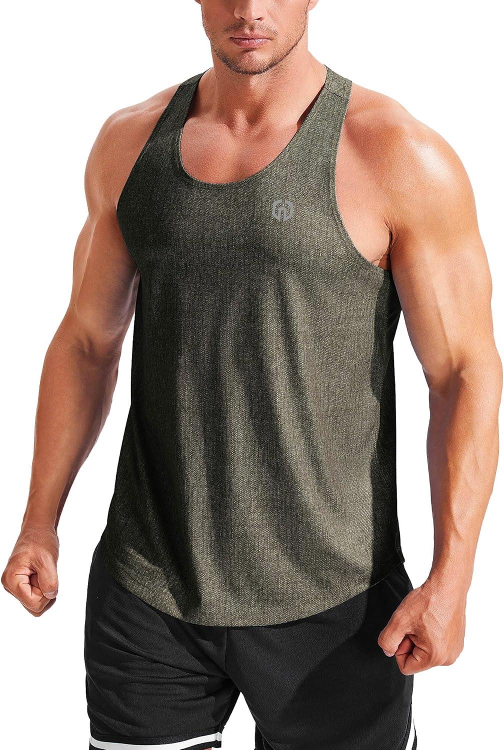 imageNELEUS Mens Gym Workout Running Tank Top Sleeveless Athletic Shirts81 Navy BlueDark GreyOlive Green 3 Pack