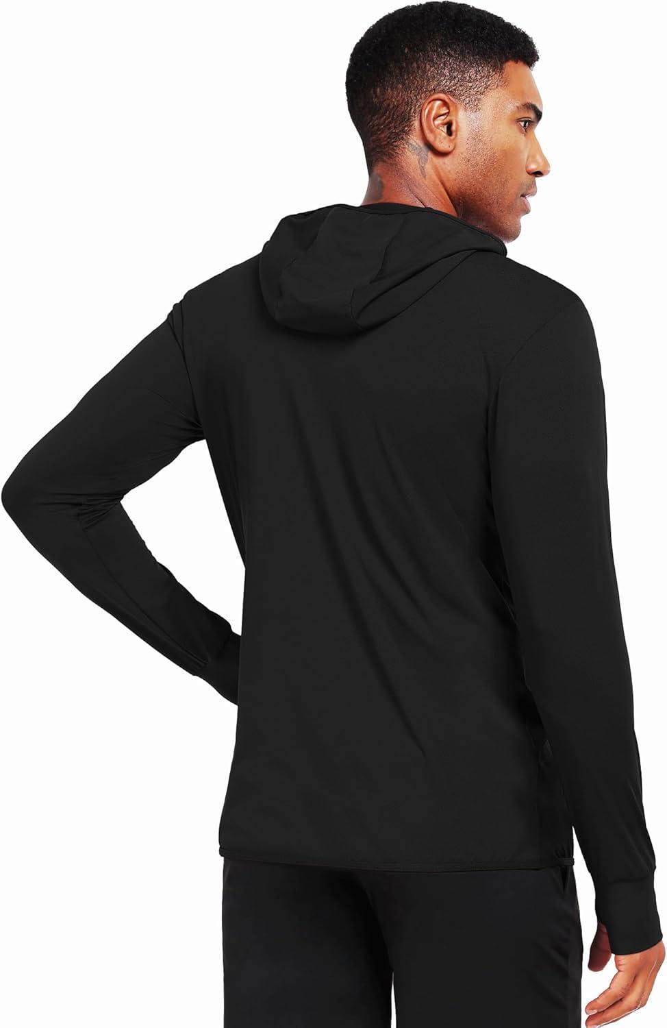 imageNELEUS Mens Workout Fishing Shirts UPF 50 Light Jacket Full Zip Sun Protection Long Sleeve Hoodie for Men Hiking5620 Pack of 1 Black