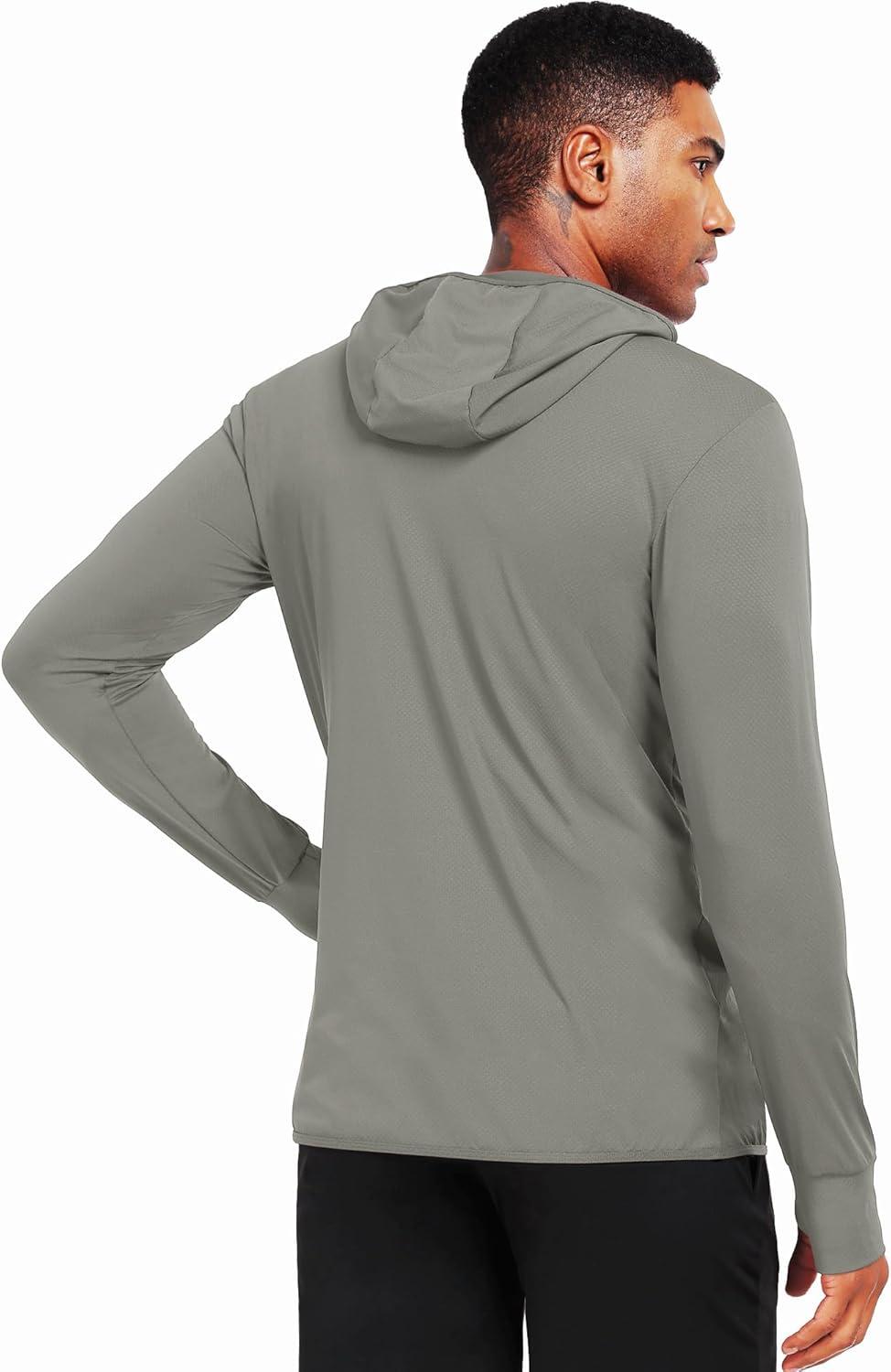 imageNELEUS Mens Workout Fishing Shirts UPF 50 Light Jacket Full Zip Sun Protection Long Sleeve Hoodie for Men Hiking5620 Pack of 1 Gray