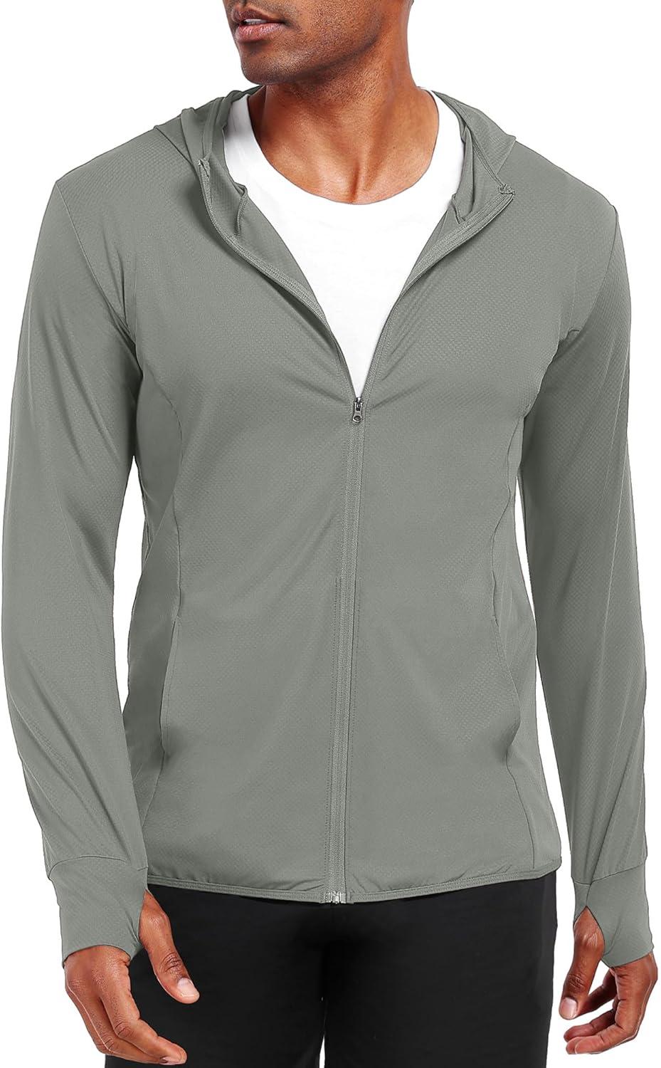 imageNELEUS Mens Workout Fishing Shirts UPF 50 Light Jacket Full Zip Sun Protection Long Sleeve Hoodie for Men Hiking5620 Pack of 1 Gray