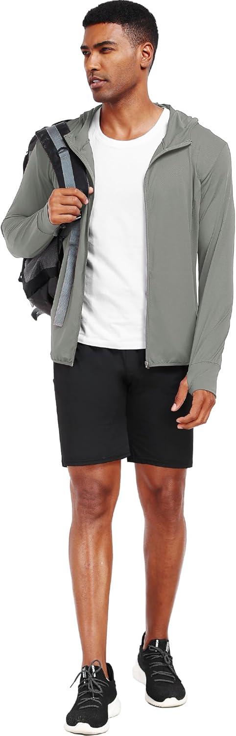imageNELEUS Mens Workout Fishing Shirts UPF 50 Light Jacket Full Zip Sun Protection Long Sleeve Hoodie for Men Hiking5620 Pack of 1 Gray
