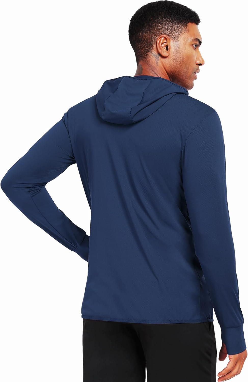 imageNELEUS Mens Workout Fishing Shirts UPF 50 Light Jacket Full Zip Sun Protection Long Sleeve Hoodie for Men Hiking5620 Pack of 1 Navy Blue