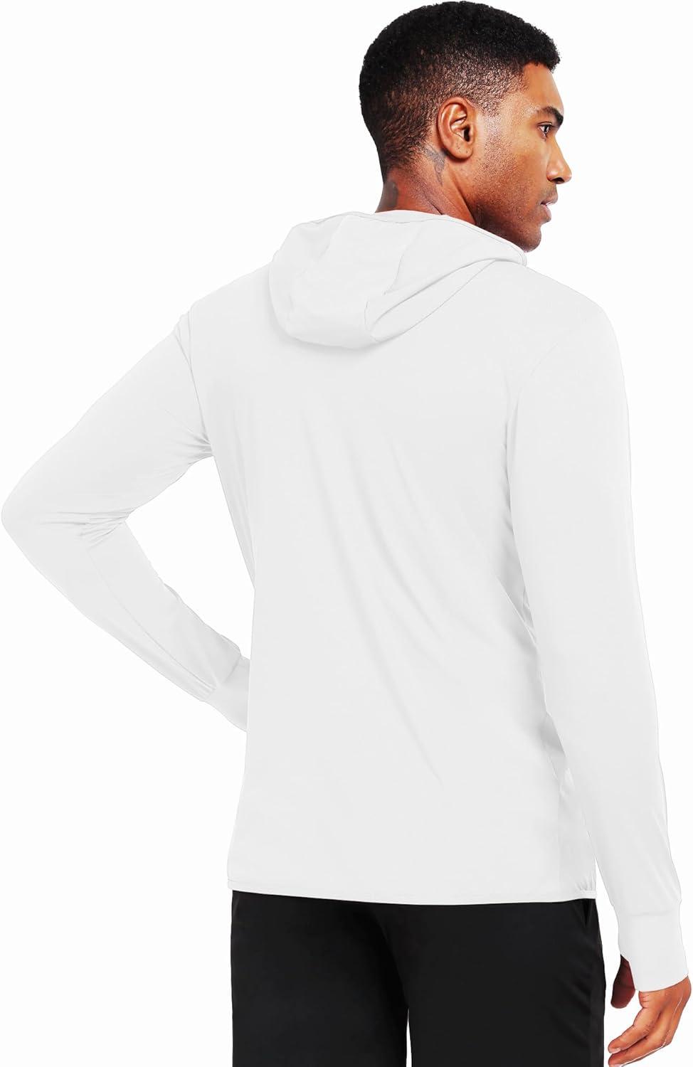imageNELEUS Mens Workout Fishing Shirts UPF 50 Light Jacket Full Zip Sun Protection Long Sleeve Hoodie for Men Hiking5620 Pack of 1 White