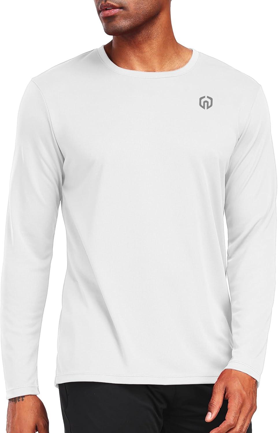 imageNELEUS Mens Workout Long Sleeve Running Shirts Mesh Fishing Hiking TShirtsHoodedCrewneck BlackGreyWhite 3 Pack